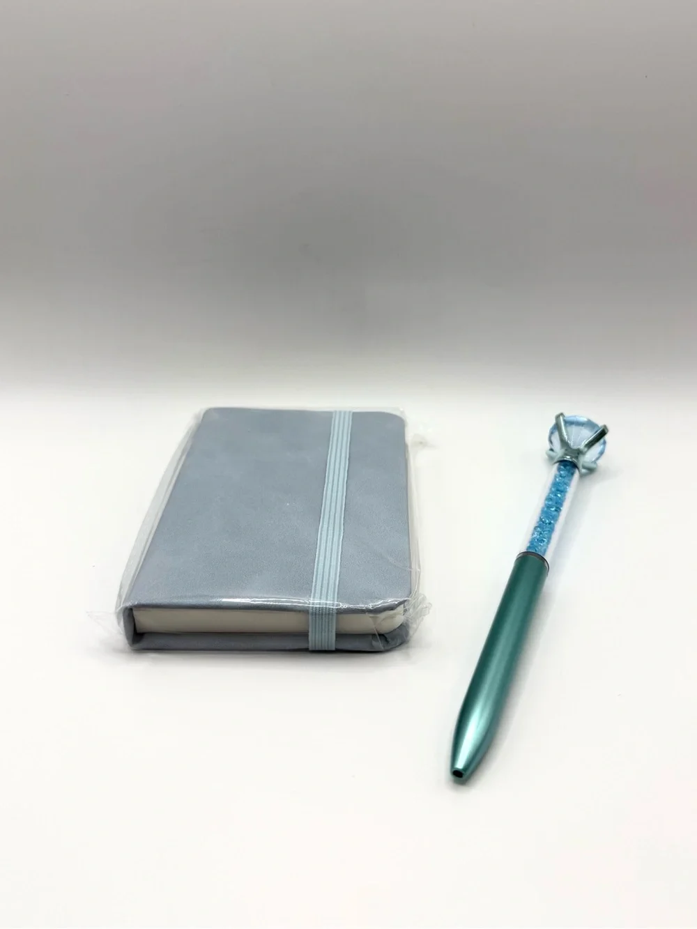 Blue A7 Pocket Notebook &  Crystal Diamond Pen Gift Set Journal Planner NEW